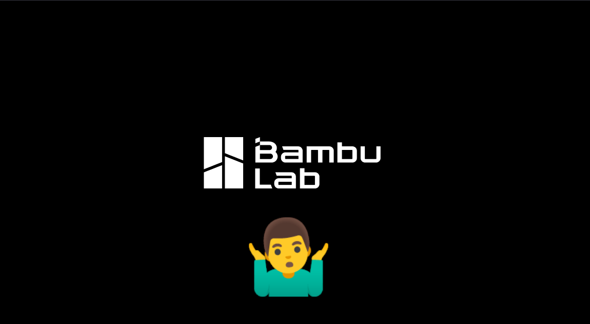 The Bambu Lab logo with a shrug emoji under it