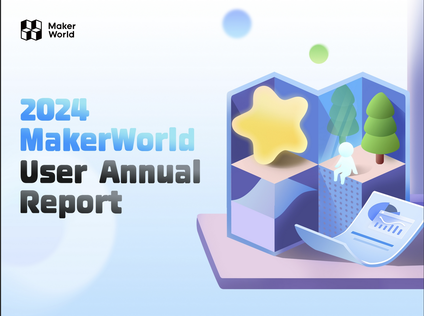 A picture with the MakerWorld logo, some illustration and the text "2024 MakerWorld User Annual Report"